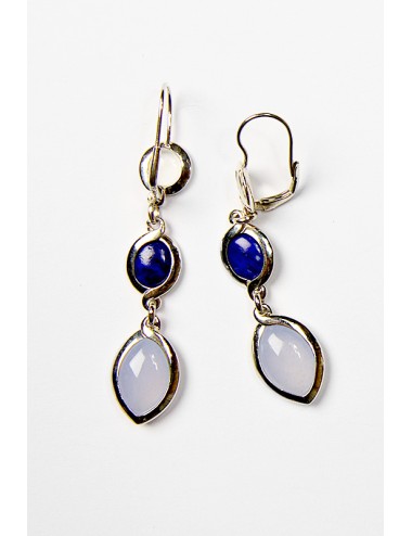 Silver Earrings with lapis,...